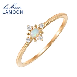 LAMOON Luxury Elegant Natrual Opal Stone Snowflake Ring For Women 925 Sterling Silver Gold Plated Fine Jewelry Accessories Gift