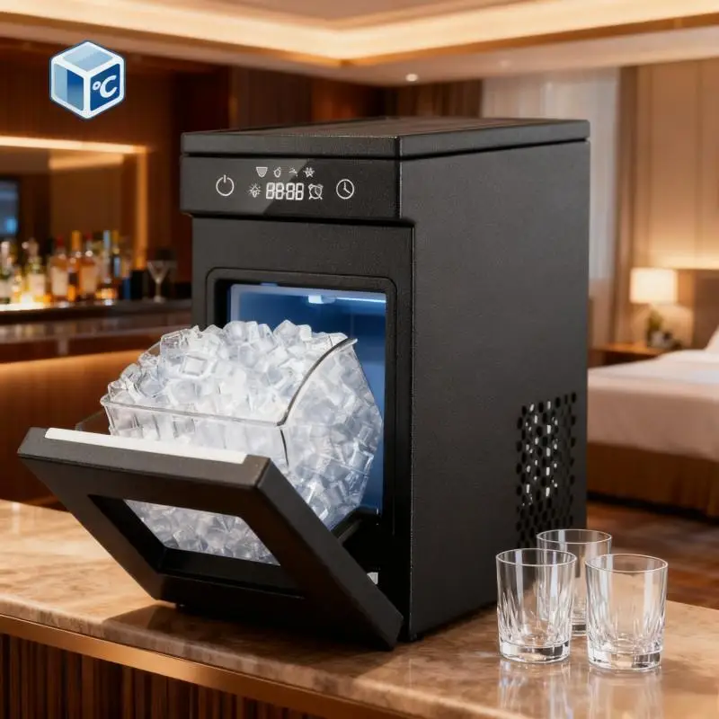 Stainless Steel Electric Nugget Ice Machine  20kg Daily Capacity Counter Nugget Ice Maker Machine for Household  Hotel Rooms
