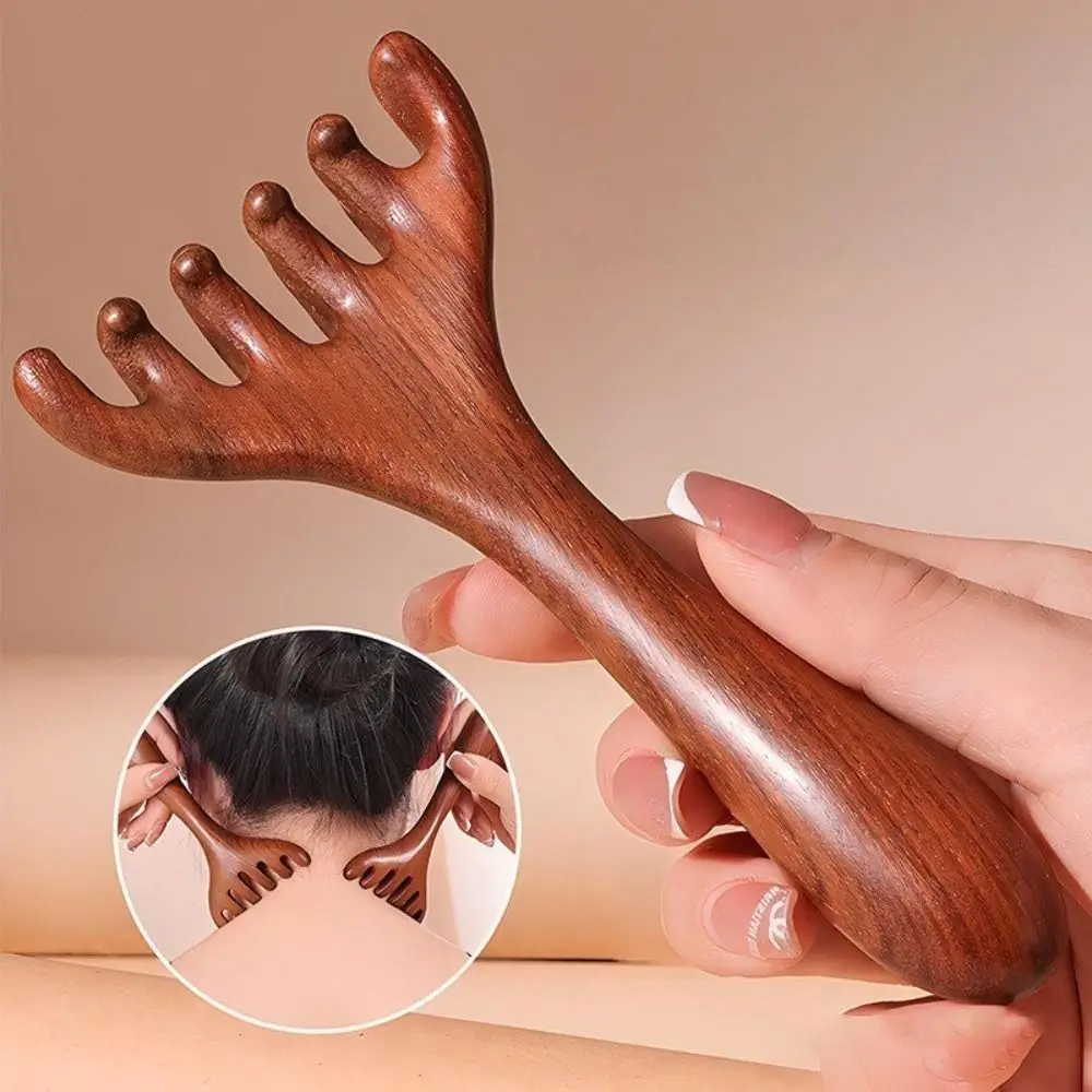 Six-Claw Head Meridian Massage Comb Wide Tooth Handheld Long Handle Comb Anti-static Massage Gua Sha Tools