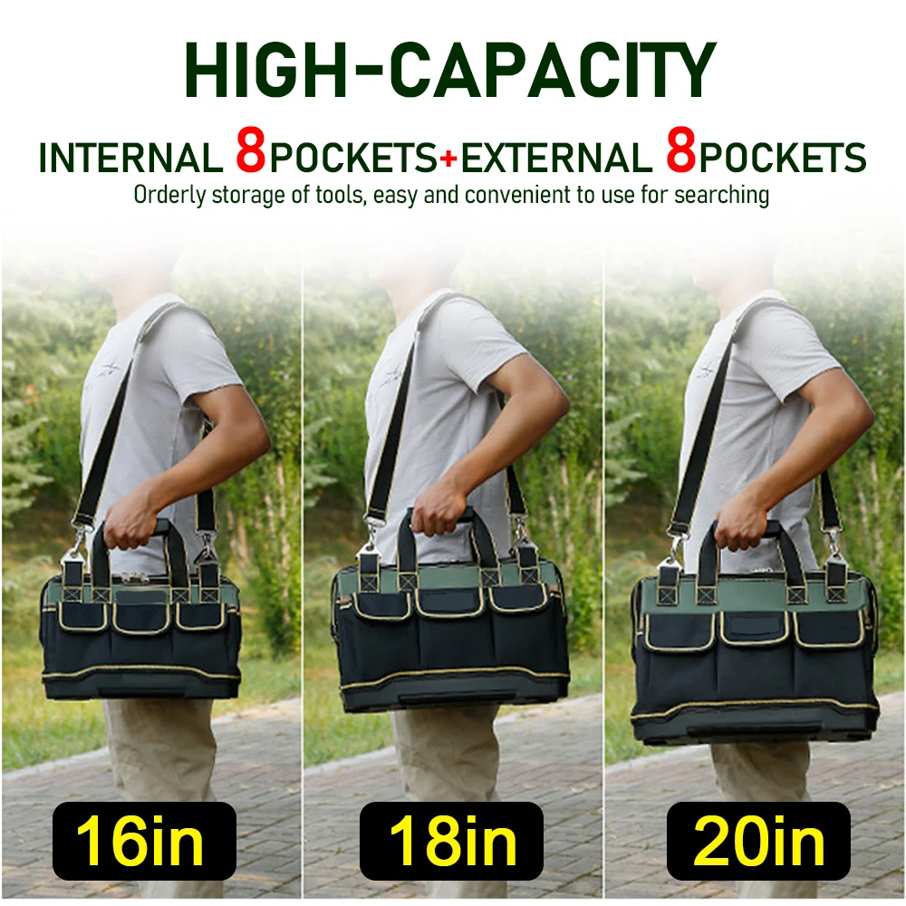 16/18/20 inch Tool Bag Waterproof Tools Storage Bag Large Capacity Electrician Tools Multi-Pocket Carpentry Repair Organizer Box