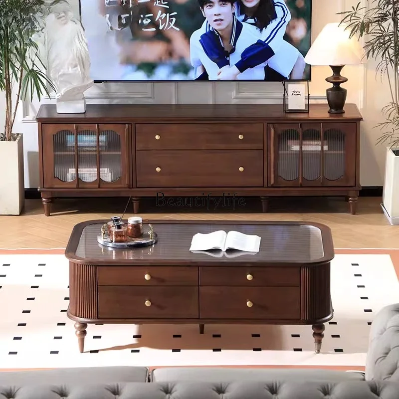 FG40Mesa de centro retangular francesa retrô sofisticada para sala de estar