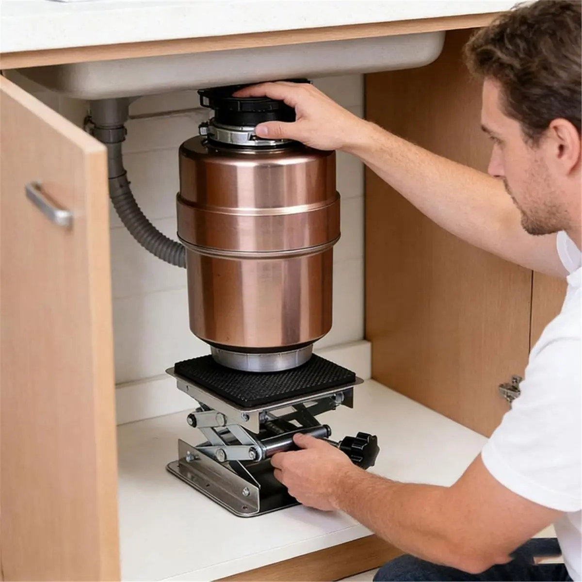Kitchen Waste Disposal Lift Stand with Reinforced Joint Lifting Mechanism and Reinforced Joint Industrial Workbenches