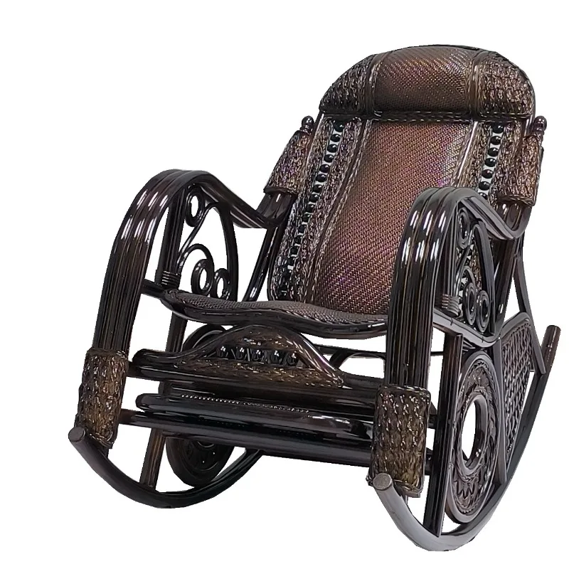Natural rattan rocking chair, adult recliner c
