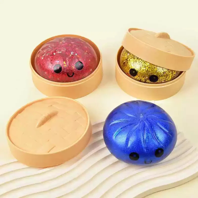 Simulated Baozi Squeezing and Stress Relieving Toy Colorful Realistic Giant Steamed Bun Squeezable Toy Reusable Office Toys