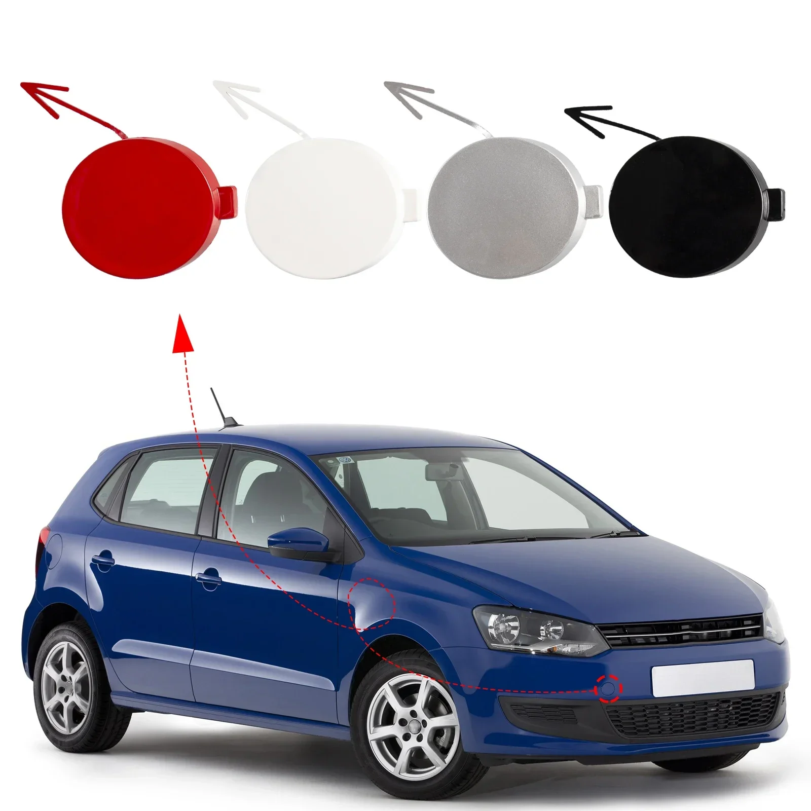 Tapa  cubierta  gancho  remolque  parachoques lantero, ojo  remolque para accesorios VW POLO 6R 2009 2010 2011 2012