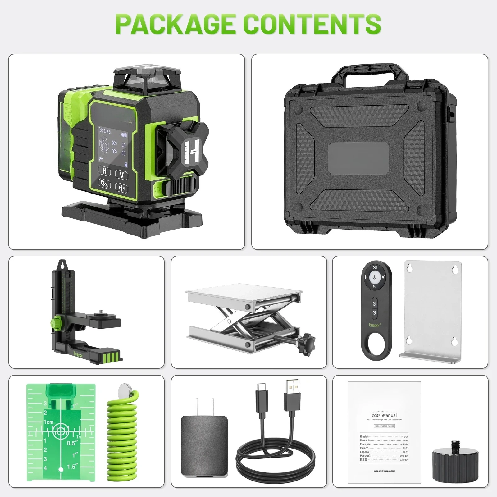 W04CG 4D 16 Lines green beam self-leveling LCD Touch Screen laser level with Remote Control& bluetooth control view 6