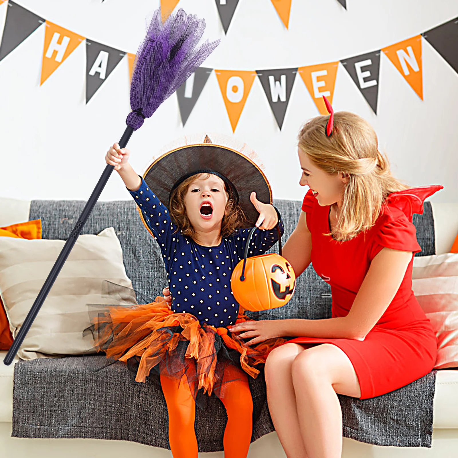 

2pcs For Broom Witch Decorations Party Supplies Decorations Halloween Besom Witch Broom Halloween Besom Prop