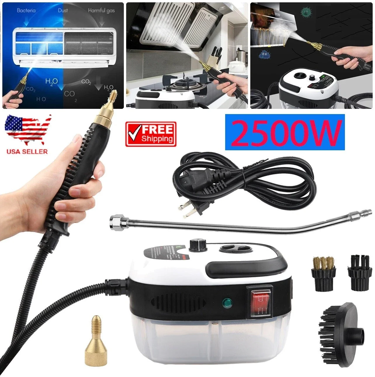 

2500 Вт высокотемпературный пароочиститель под давлением, ручная струйная мойка, вытяжка, многофункциональная бытовая чистящая машина