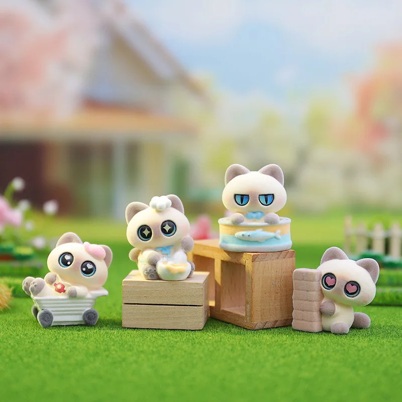 New Little Siam Blind Box Cat Figure Toy Desktop Ornament Mystery Guess Bags Animal Figure Toys Birthday Christmas Gift