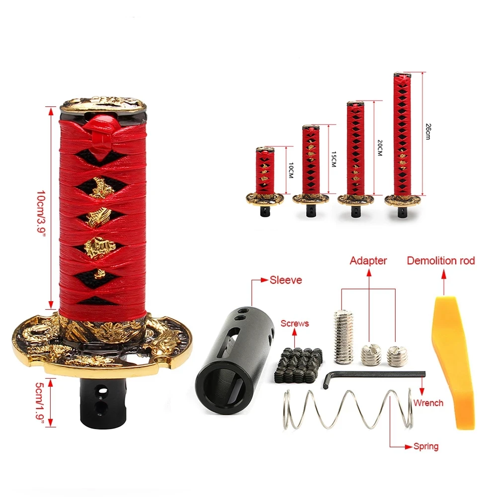 Samurai Espada Couro Automático Botão Do Deslocamento Universal Para O Bloqueio/Botão Transmissão Legal Katana Engrenagem Alavanca Shifter