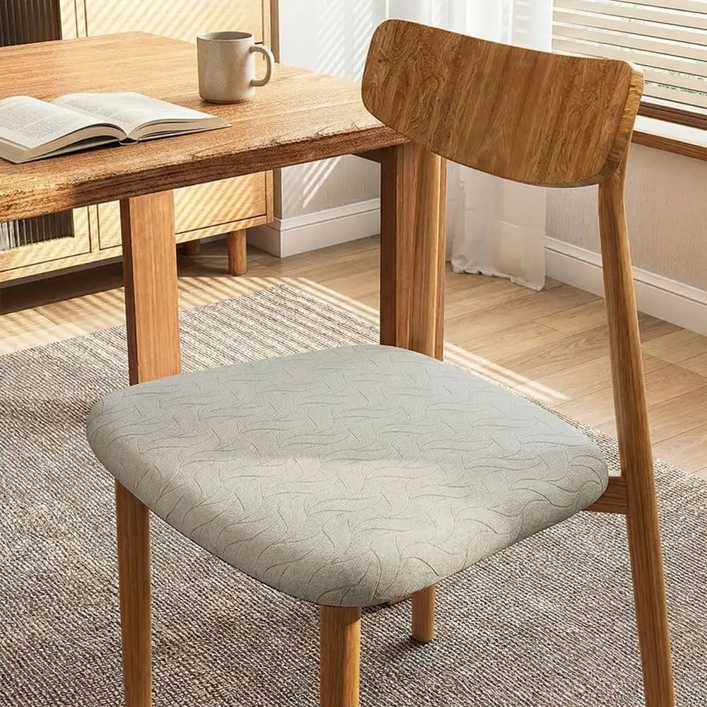 Modern Jacquard Stretch Dining Chair Cover Washable Removable Seat Protector Anti-dirty Willow Leaf Pattern Seat Covers Kitchen