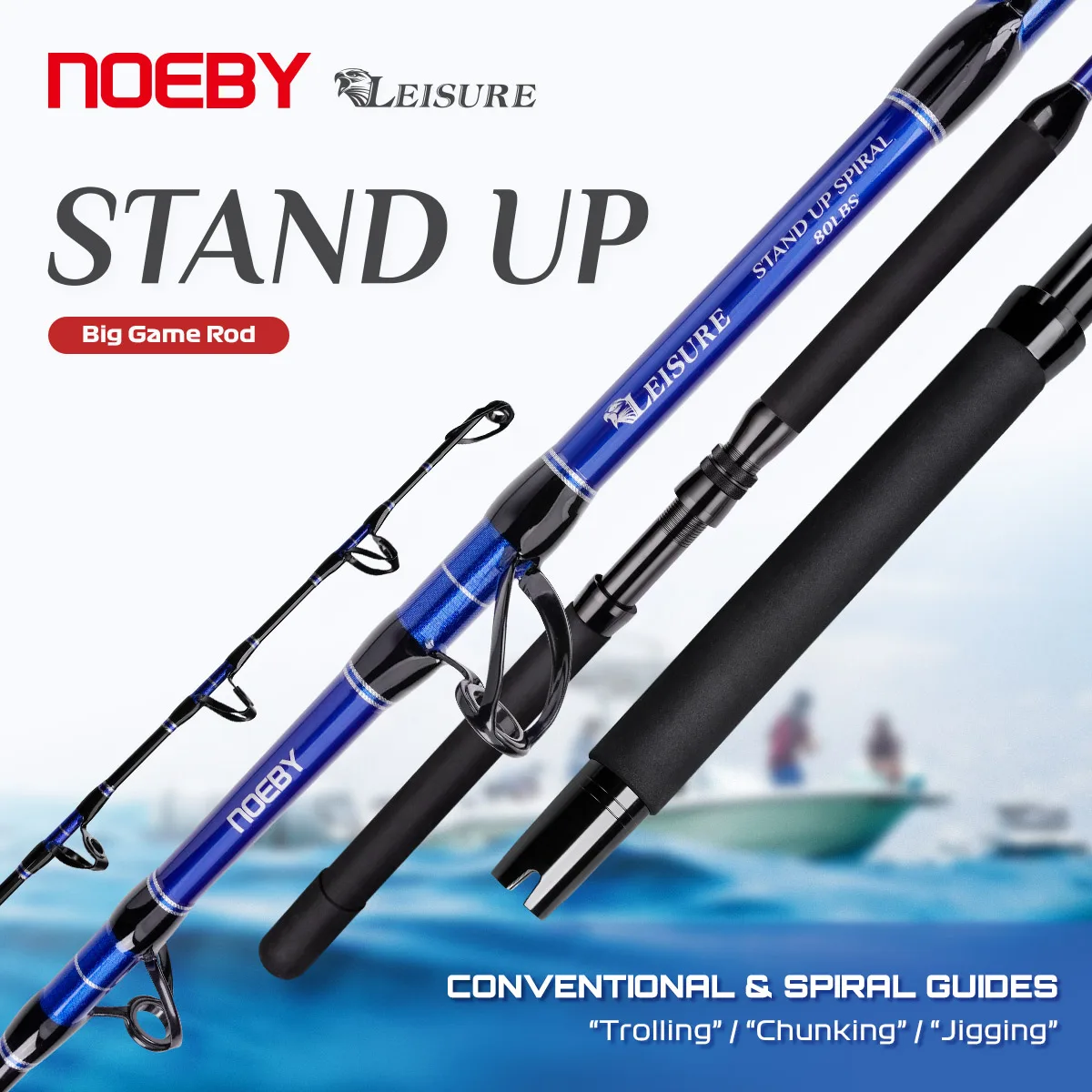 noeby convencional trolling pesca rod guias espiral e vidro agua salgada atum tubarao varas chunking jigging grande game 166m 17m 01