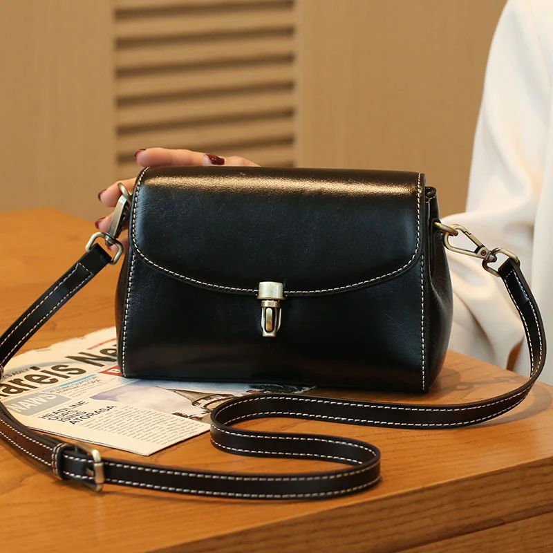 

New Fashion Genuine Leather Women Shoulder Messenger Bag Casual Cowhide Crossbody For Lady Retro Small female Handbag