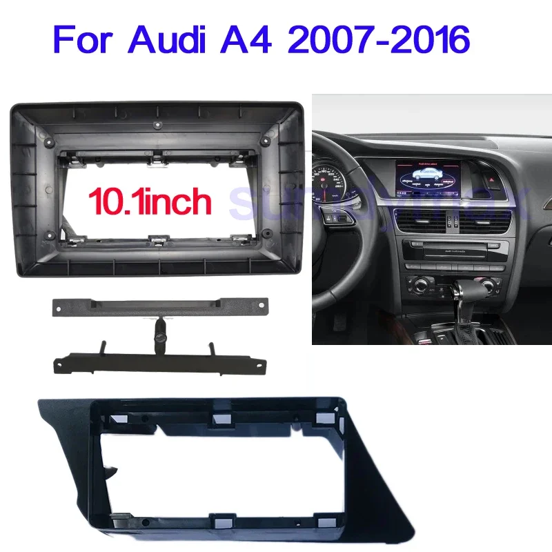 10.1 Inch Car Fascia Radio Panel for Audi A4 B8 2007-2016 Dash Kit Facia Console Adapter Plate