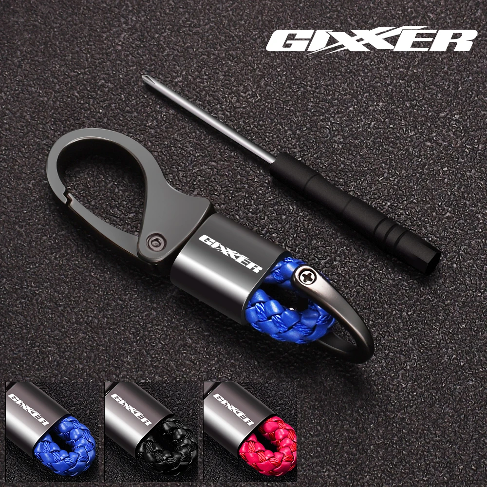 For SUZUKI GIXXER150 GIXXER 155 250 250SF 150SF 2021 Motorcycle Keyring Metal Key Ring Braided rope Keychain Horseshoe Buckle