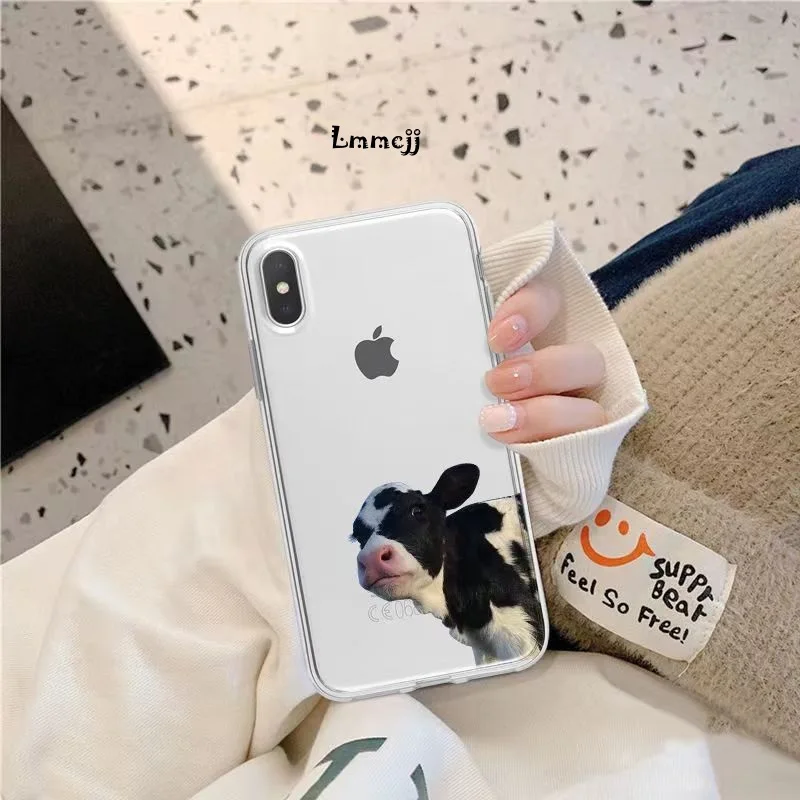 Lmmcjj Cute Cow Phone Case For Samsung Galaxy A13 A52 A53 A14 A32 A31 A23 A54 S23 Ultra S22 Plus S21 FE Silicone Phone Cover