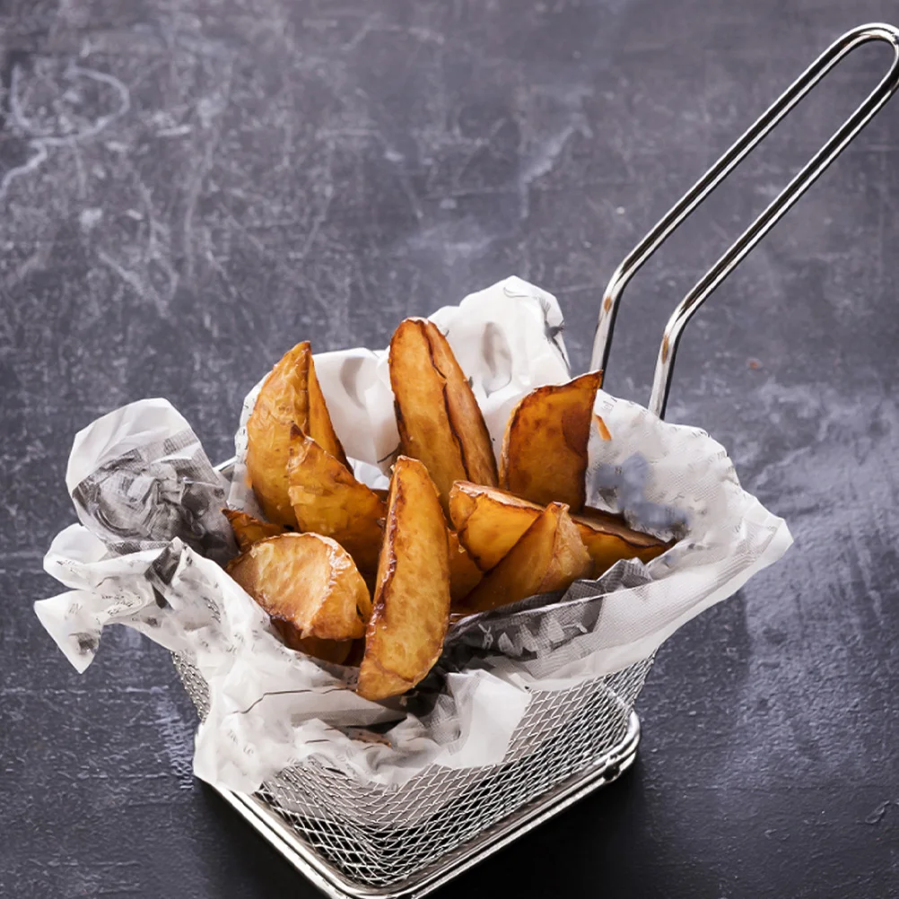 

Stainless Steel Fry Deep Frying Oil Filter Drain Tool Kitchen Cooking Utensil for Chicken Fries Squid Rings Scald Protection