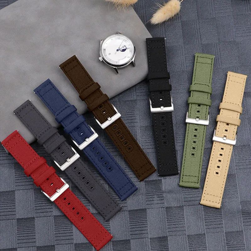 20mm 22mm Braided Canvas Sport Watch Strap for Samsung Galaxy Watch 3/4 40mm 44mm Classic 46mm 42mm Quick Release Bracelet