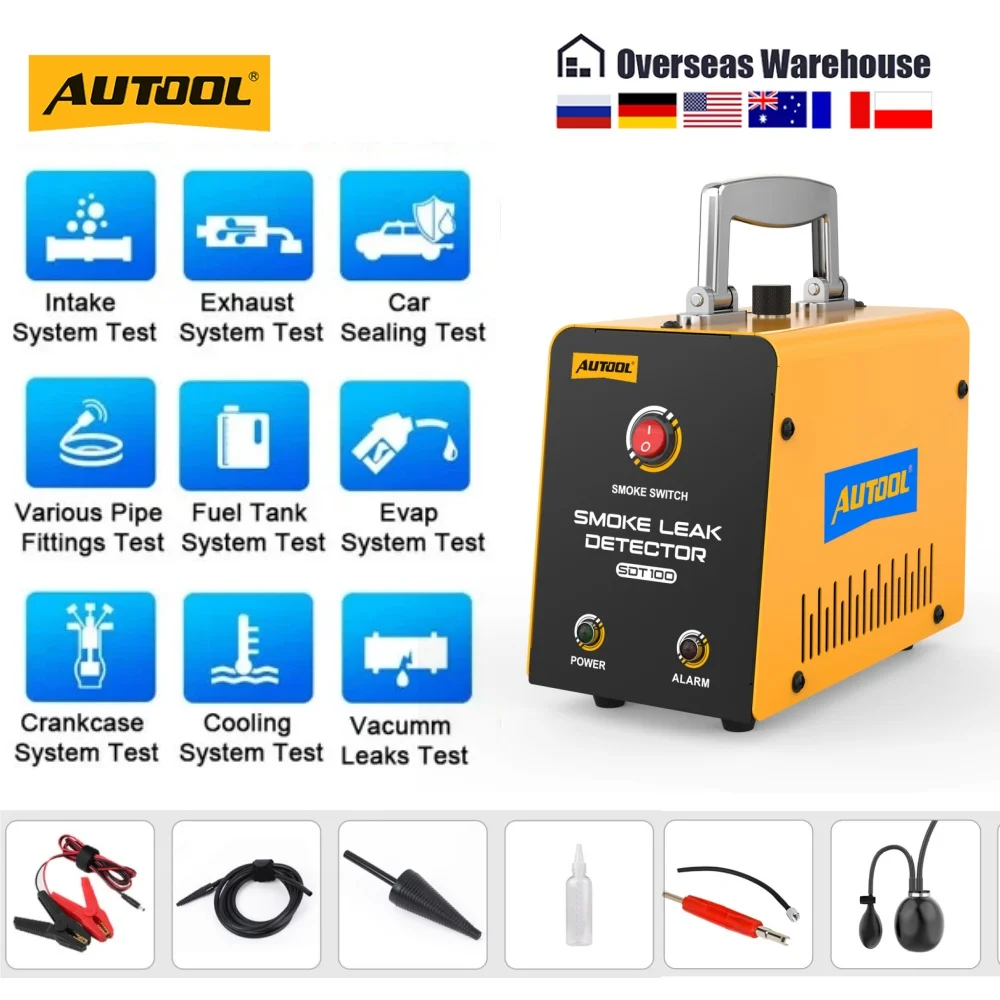 AUTOOL Automotive EVAP Rauchmaschine mit Eingebautem Luftkompressor EVAP Vakuum-Abgasrohr Diagnose-Tester Rauch-Leck-Detektor SDT100