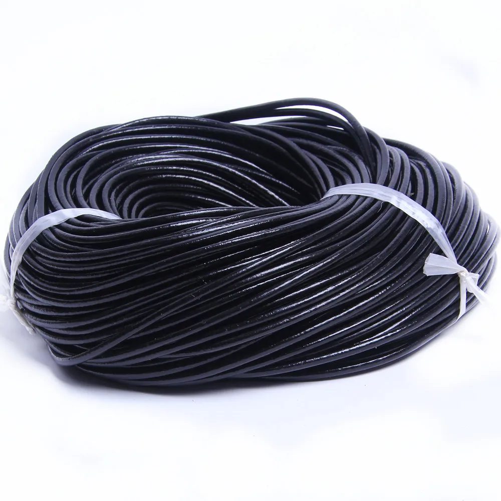2meter 1.5 2 3 4 5 6 8 mm Black Brown Round Genuine Leather Cord String Rope Leather Strap DIY Necklace Bracelet Jewelry Making