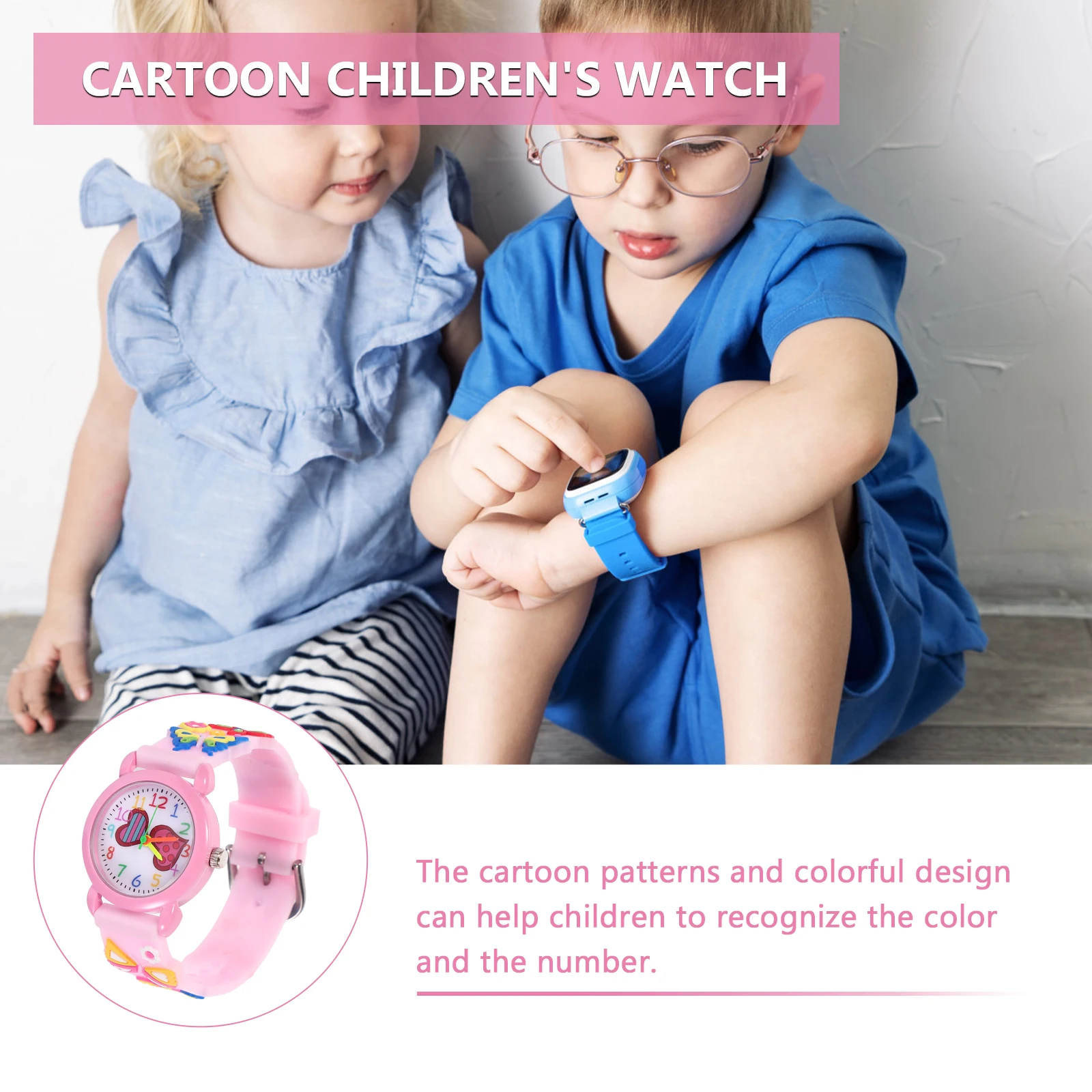 

1pc Adjustable Children Watch Lovely Cartoon Design Light Weight Easy To Read Kids Wristwatch Durable Colored 3D Watch For Kids