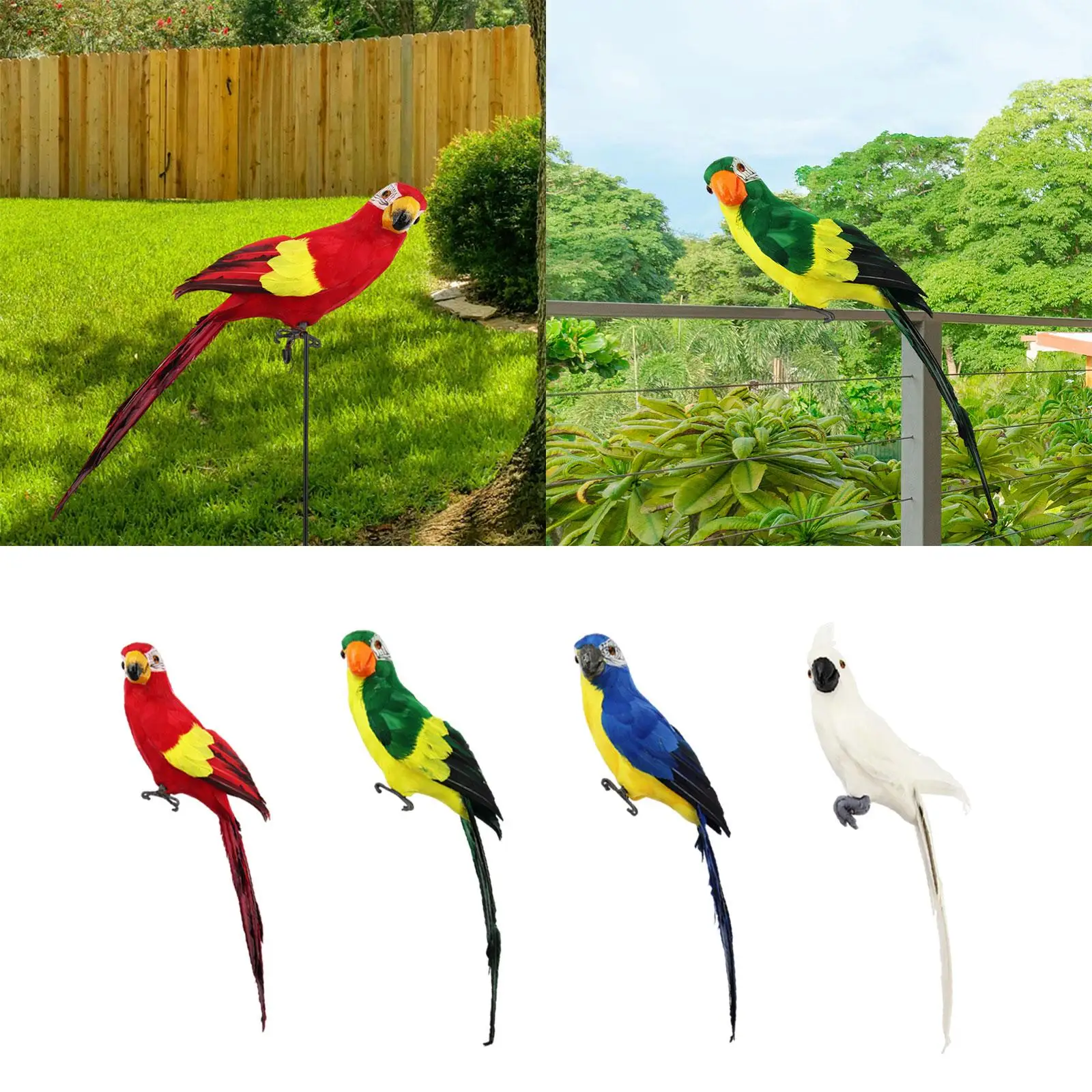 Simulation Parrot 60cm Fake Feathered Parrot for Landscape Patio Outdoor