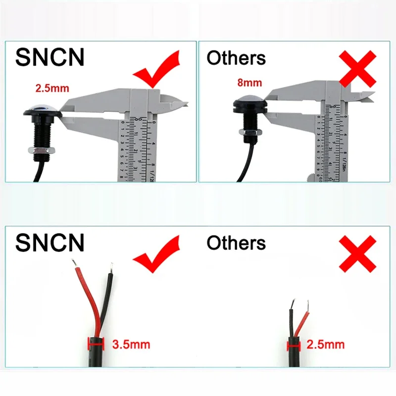 SNCN-Feux diurnes à LED Eagle Eye pour moto, feux de stationnement automatiques, lampes simples, 12V, 24V, 18mm, 23mm, DRL, 1PC