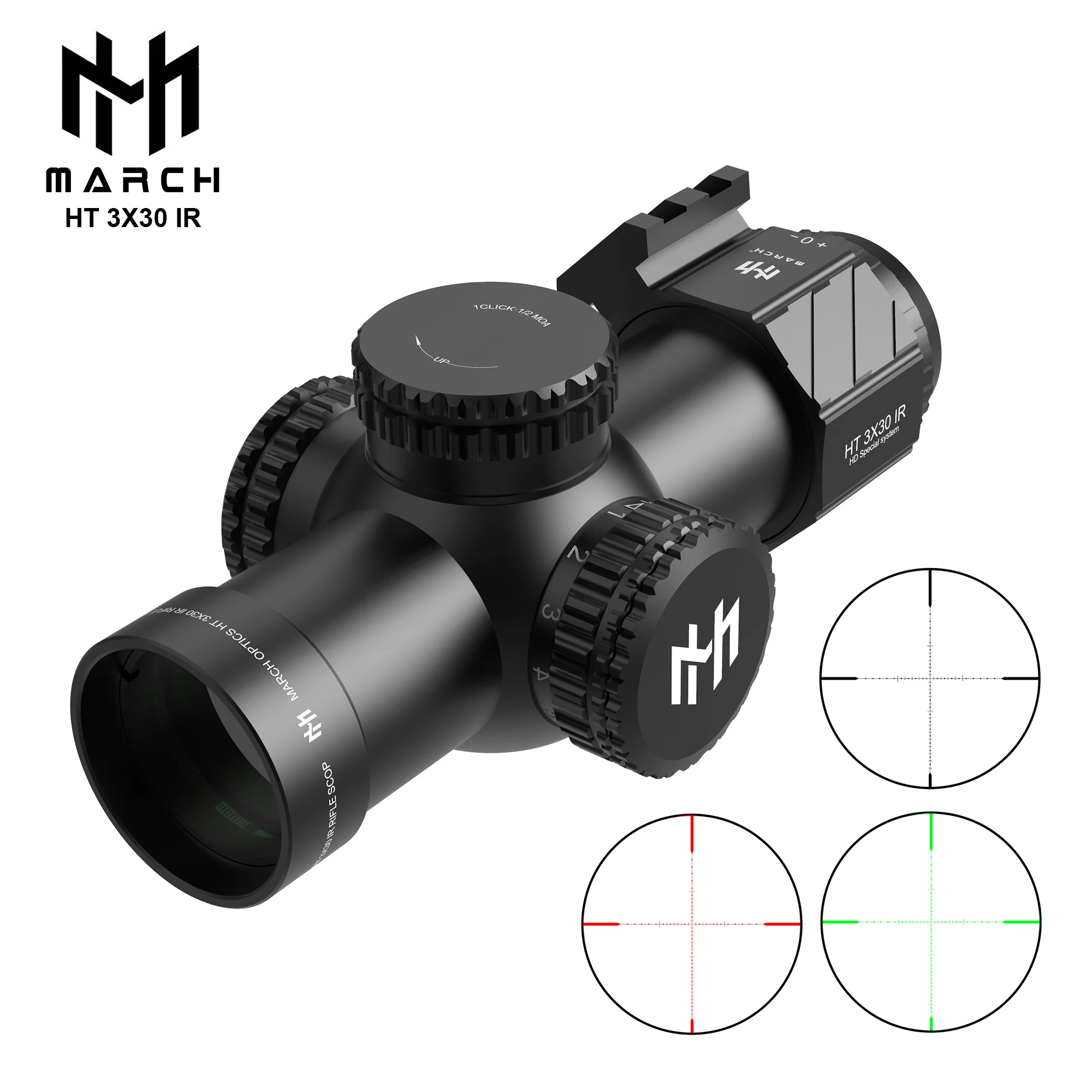 

MARCH HT 3X30IR Tactical Rifle Scope Red Green Reticle Airsoft Riflescope Outdoor Sport Hunting Optics Shooting Glock Gun Sight