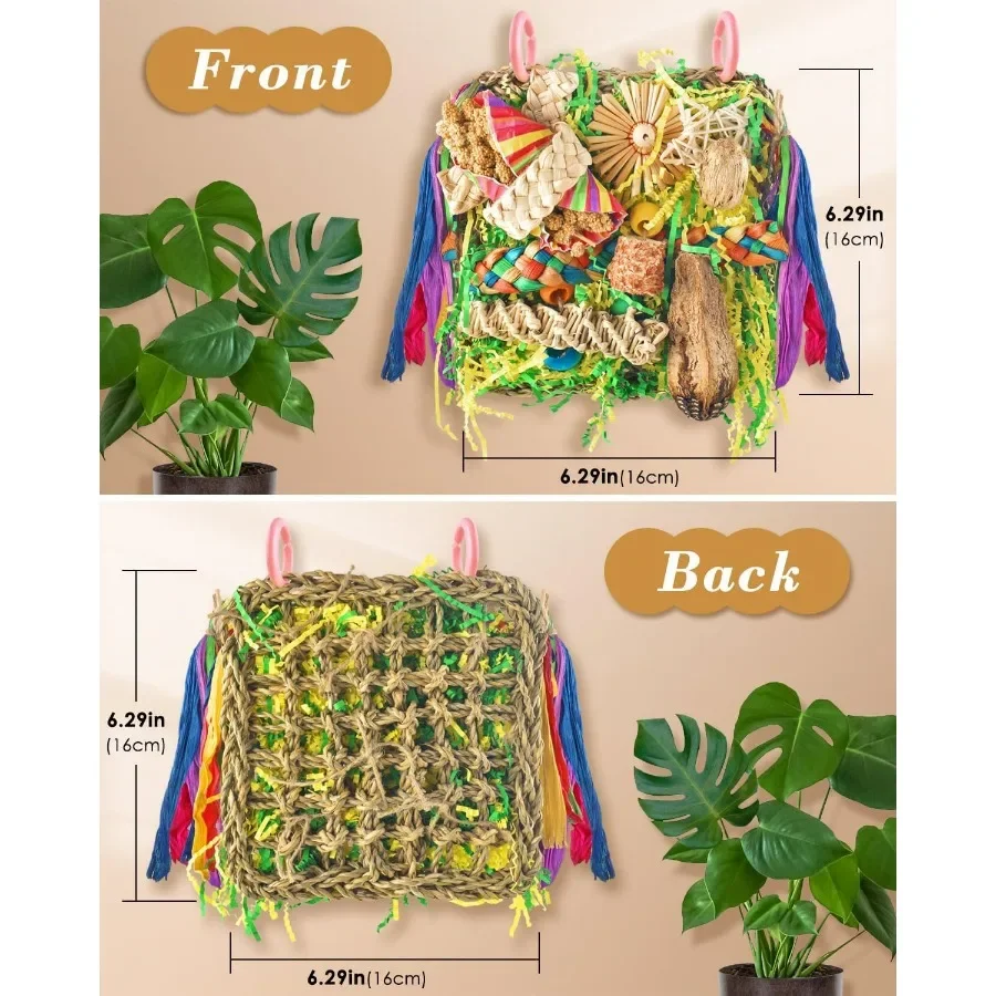 مجموعة ألعاب الطيور التفاعلية والتسلق مع حصيرة أرجوحة من الأعشاب البحرية الملونة وأرجوحة مثبتة على الحائط لـ Conures C #2