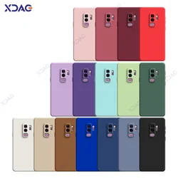 Luxury Original Square Liquid Silicone Cover Case for Samsung Galaxy S9 Plus SamsungS9Plus 360 Soft Phone Case Waterproof Coque