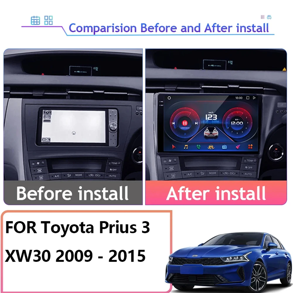 Android13 For Toyota Prius 3 XW30 2009 - 2015 RHD Car Radio Video Player Multimedia Navigation Carplayer Auto NO 2din DVD 8 Core