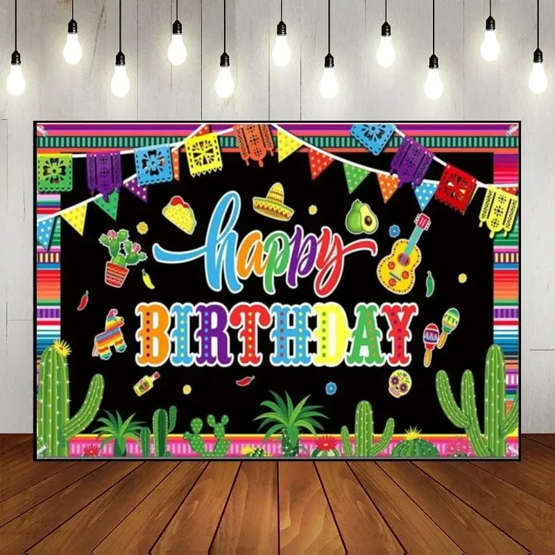 

Mexican Fiesta Carnival South America Cactus Freedom Background Custom Birthday Backdrop Banner Photography Backdrops Party