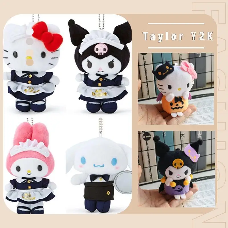 

Sanrio Hello Kitty Plush Pendant Anime Figure Kuromi My Melody Doll Y2K Sweet Girl Keychain Bag Accessory Halloween Stuffed Toy