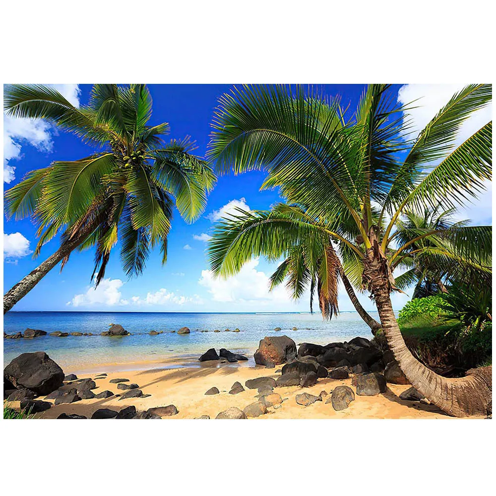 Mocsicka ฤดูร้อนฉากหลังสําหรับถ่ายภาพฮาวายชายหาดปาล์มต้นไม้ Seaside Reef พื้นหลังตกแต่ง Photo Studio Props Photobooth