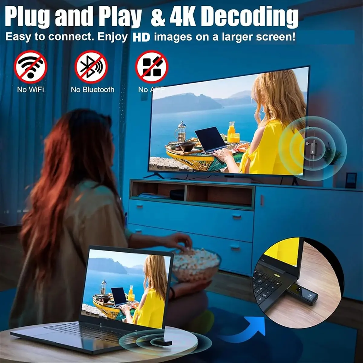 Super Sale 4K Wireless HD-MI Transmitter and Receiver Plug-and-Play Portable Full HD Box No App or Bluetooth Required