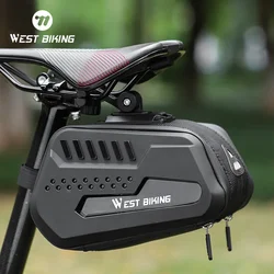 WEST BIKING Waterproof Bicycle Saddle Bag Hard Shell MTB Road Bike Under Seat Tool Bag Quick Release Saddlebags Bike Accessories