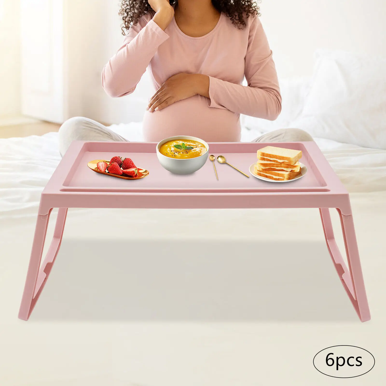 65*35.5*27cm Foldable Laptop Notebook Table Stand Lap Tray Rectangular Foldable Computer Desk Pink Freestanding 6 PCS