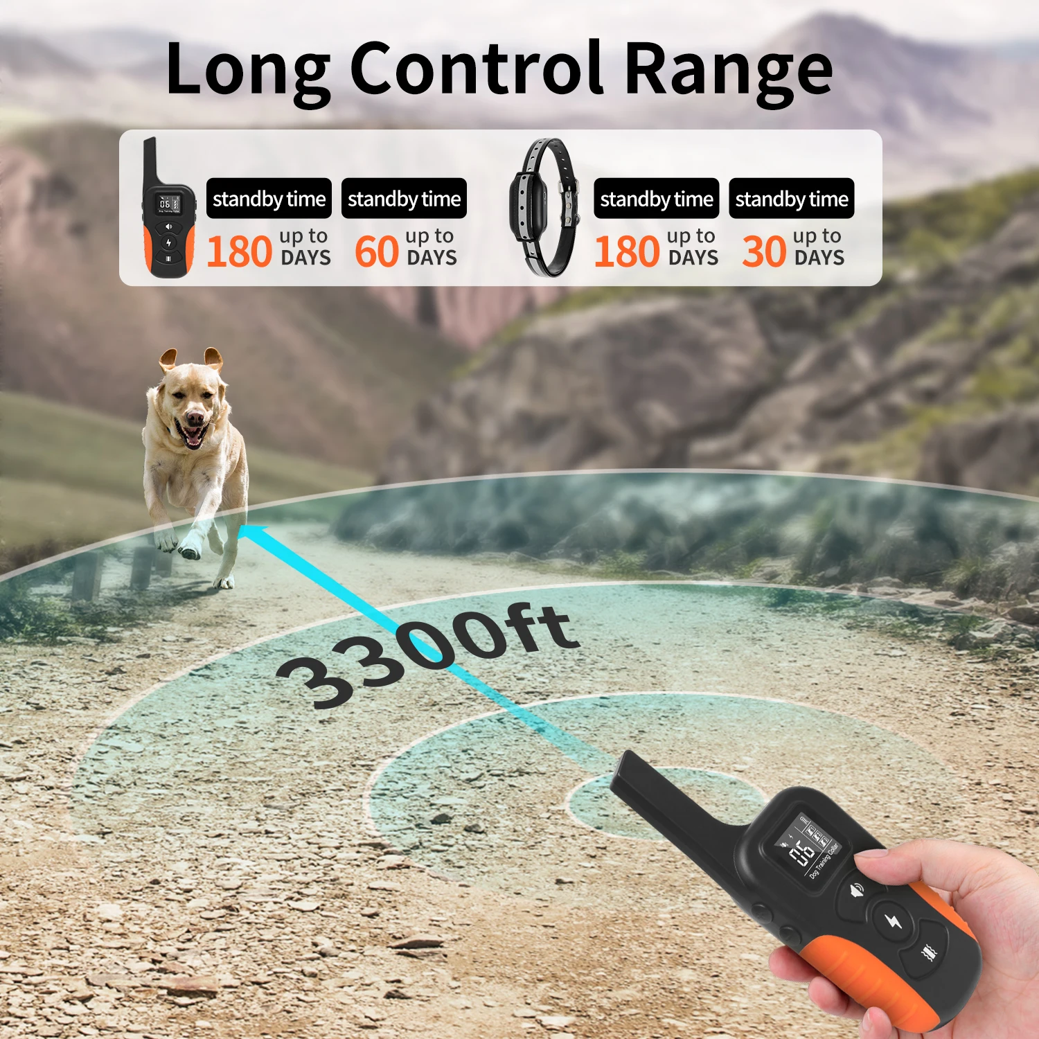 3300ft Remote Dog Training Collar Vibrating Dog Collar Beep Vibrate Electric Shock IPX7 Waterproof Rechargeable Bark Stop