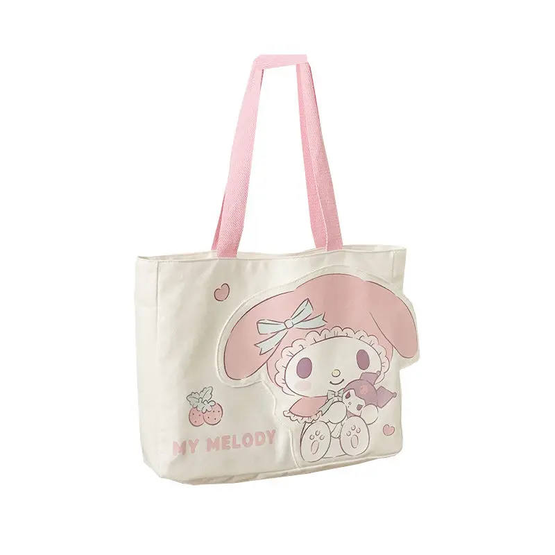 Sanrio Anime Hello Kitty Cartoon Canvas Shoulder Bag, Portátil, Japonês, Leve, Grande Capacidade, Compras, Viagem, Presente