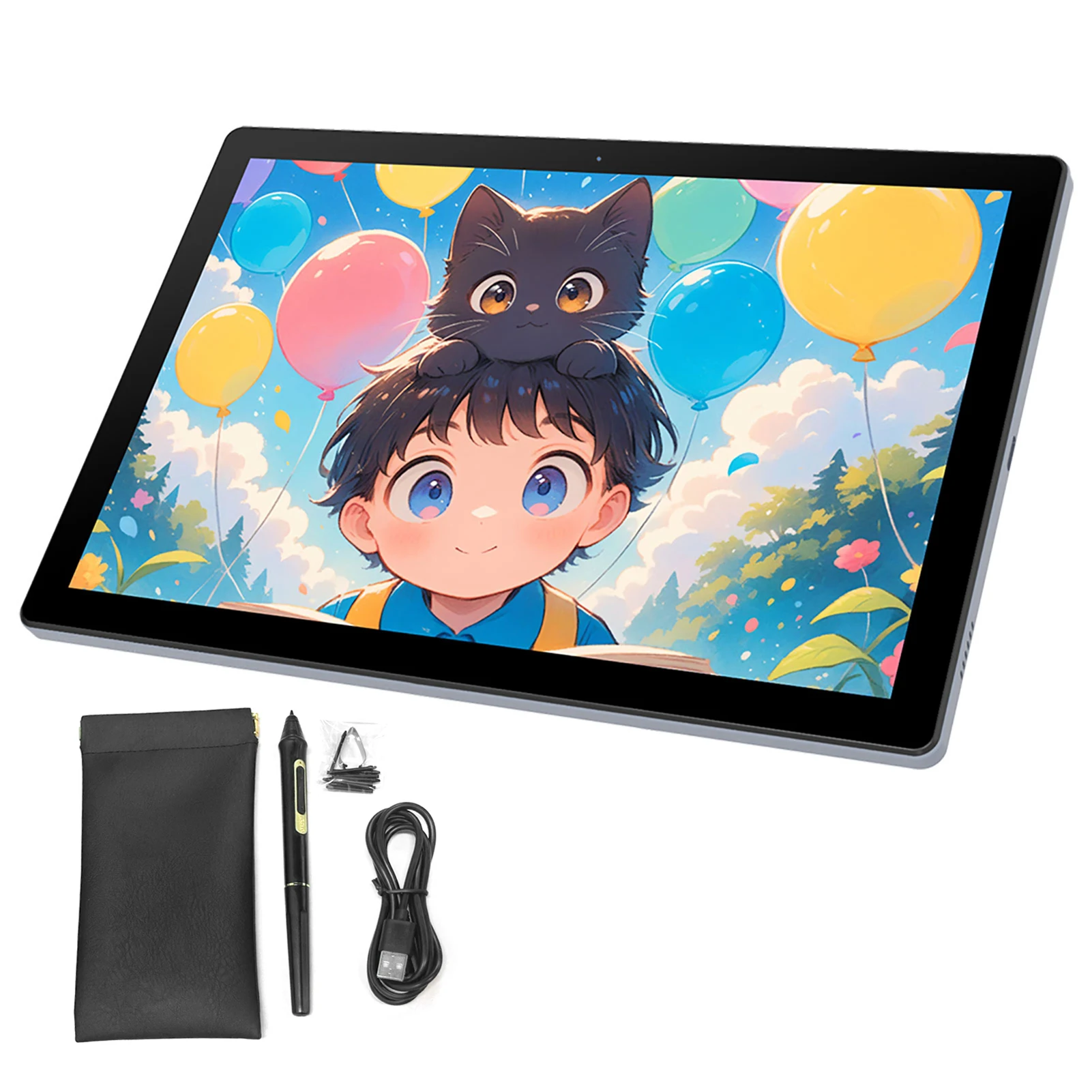 BOSTO BT-101A Portable Graphics Drawing Tablet 10.1 Inch IPS Screen Display with Finger Touch Anti-glare 16384 Pressure Level