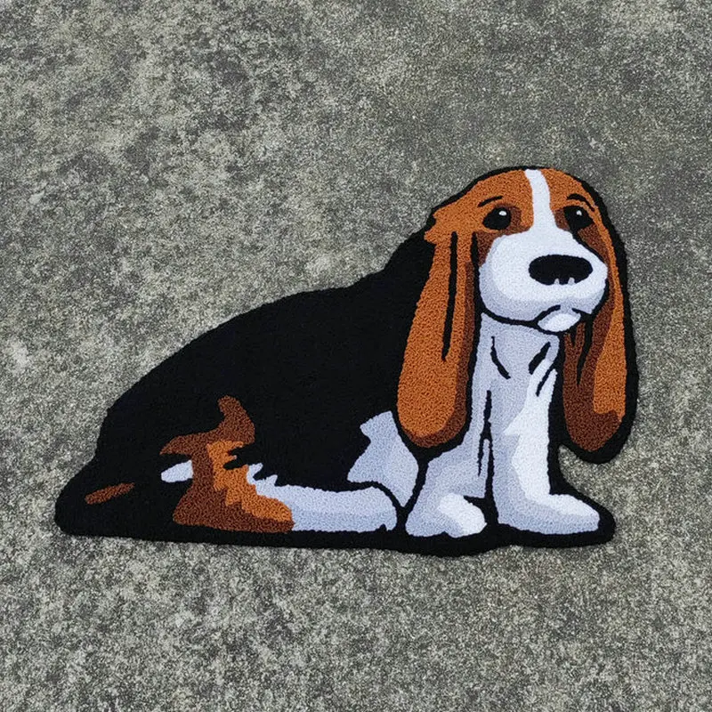 Cute Pet Dog Shape Carpet, Handmade Plush Rug, Home Decor, Living Room, Bedroom, Anti Slip Floor Mat, Hallway Entrance Doormat