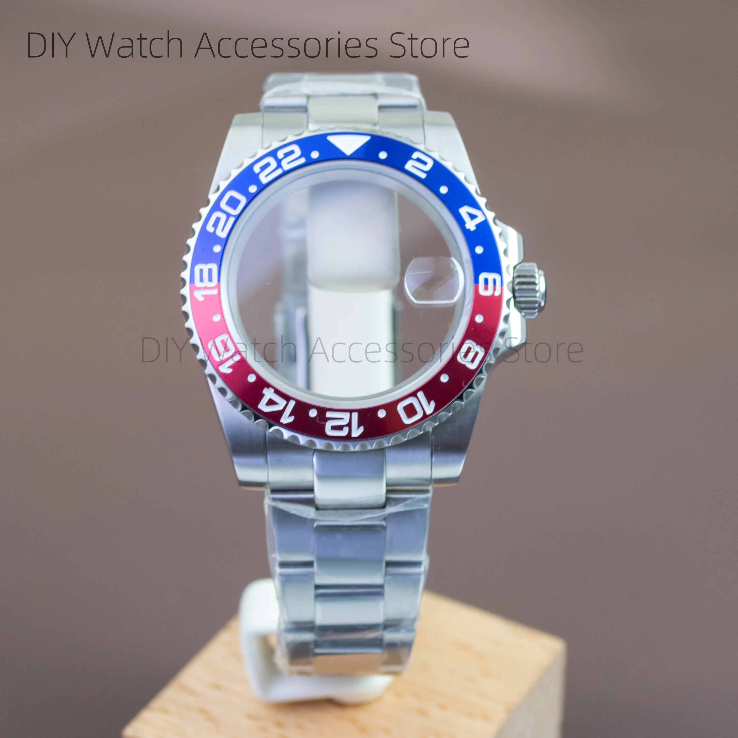 40mm NH35 Case Strap Stainless Steel Watch Case Strap Waterproof Sapphire Glass for SUB GMT NH35 NH36 Movement