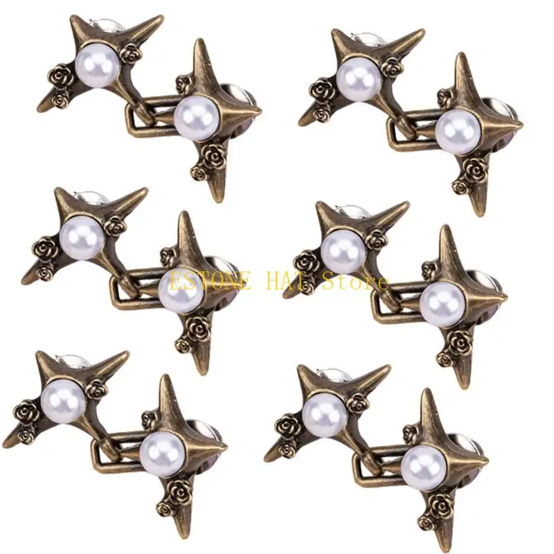 49MF Crossed Star Waist Tightening Clip 3/6pcs Metal Adjustable Antiexposed for Loose Pants and Jeans Fitness Waist Extenders
