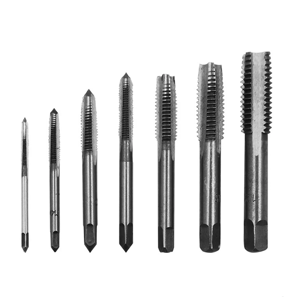 7 قطعة M3-M12 اليد الحنفية مربع عرقوب وأشار مستقيم الأخدود الموضوع التنصت لولبة داخلية التنصت أداة مجموعة