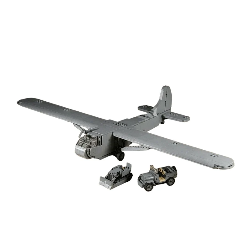 Assault Glider With Dozer And Truck Model MOC Building Bricks War Equipment Modular Technology Gifts Assemble Children Toys Suit