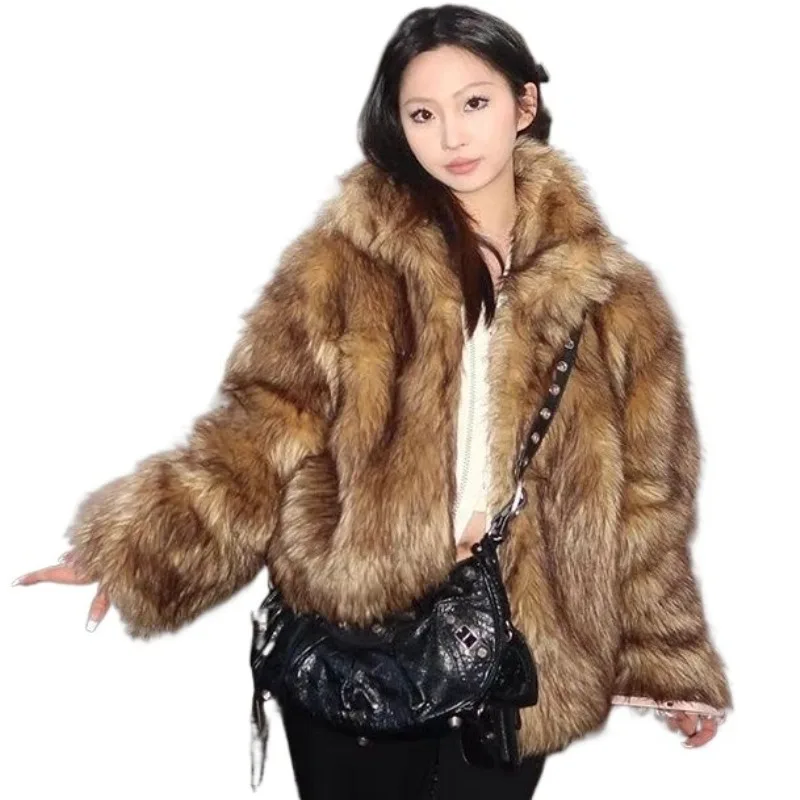 Young Imitation Fur Women's New Winter New Environmentally Friendly Fox Hair Short Small Furry Coat Temperament Commuting Jacket