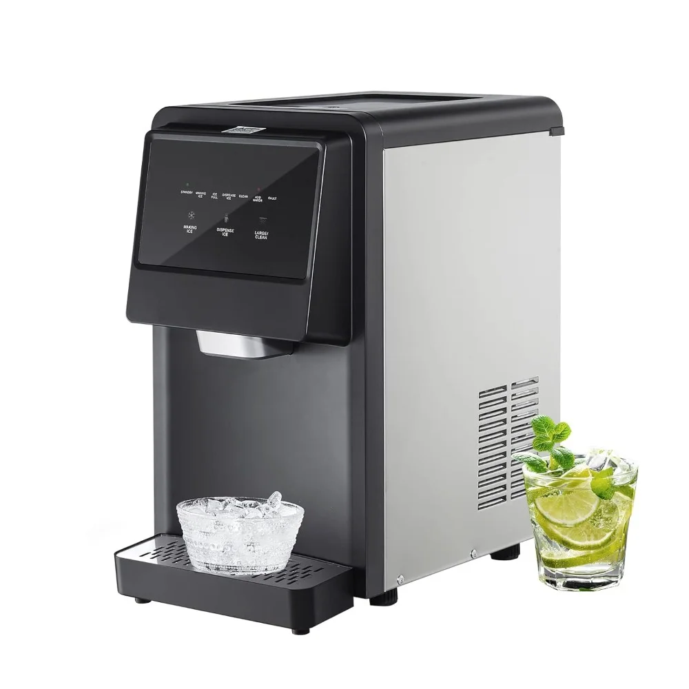 Haoyunma Nugget Dispenser, Auto Self-Cleaning Ice Maker com água, 6 lbs Capacidade de gelo, 62lbs em 24Hrs, 6 lbs