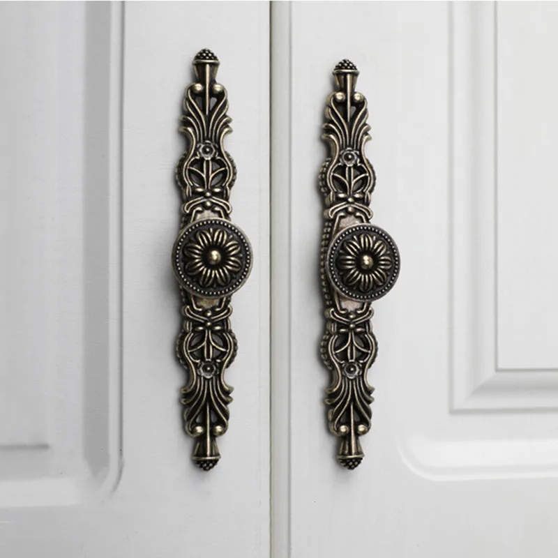 KK&FING Antique Cabinet Zinc Alloy Handles Wardrobe Drawer Knobs Kitchen Cupboard Door Pulls European Furniture Handle Hardware