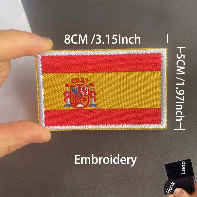 2 Stück/Spanien-Flaggen-Moralabzeichen, gestickte Applikationen, IR-reflektierendes Emblem, militärischer taktischer Aufkleber für Rucksack und Helm – Detail 3