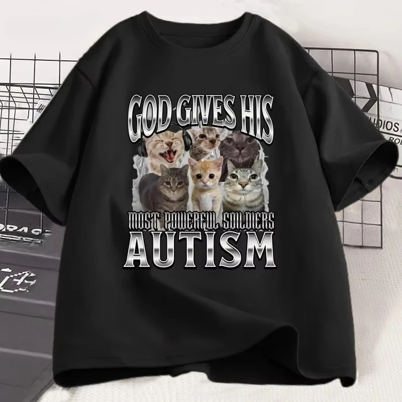 God Gives His Most Powerful Soldiers Autism T Shirt Funny Autism T-Shirt Women Y2k Clothes Breathable Tshirt Graphic T Shirts